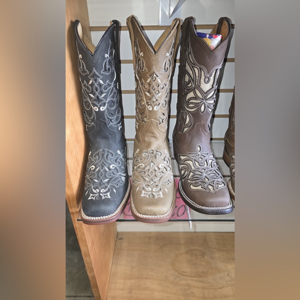 Embroidered Western Boots - Black, Tan, Brown